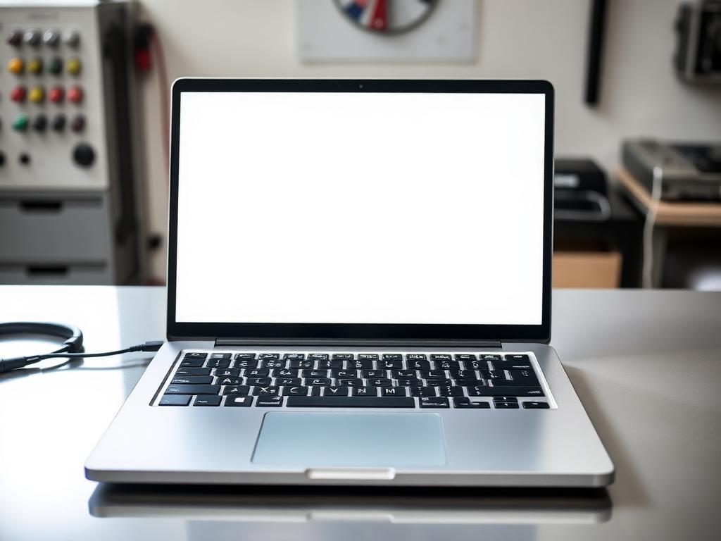 The same laptop cleaned up and powering on normally after repair