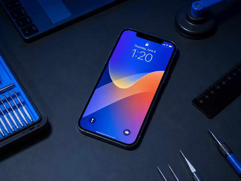 The same smartphone with a brand new flawless screen after repair