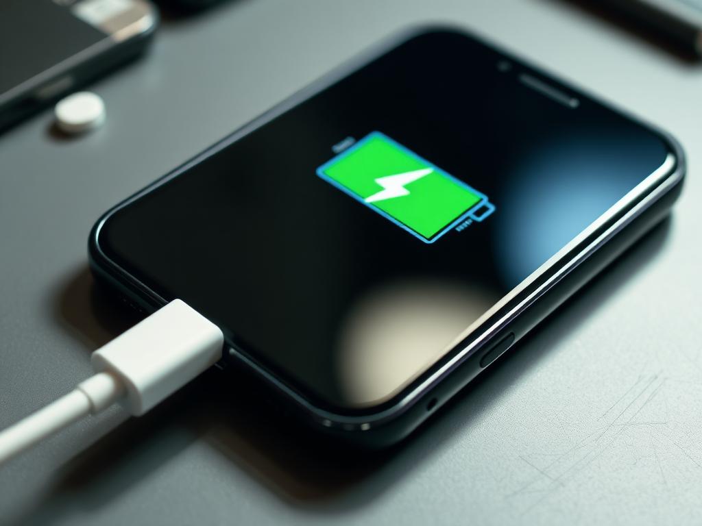 Clean phone charging port with a cable plugged in and the phone charging after repair